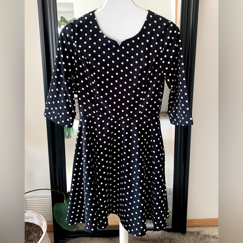 YUMI Black and White Polka Dot Dress